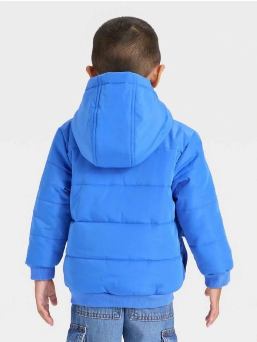 Cat & Jack Toddler Boys Colorblock Striped Heavyweight Puffer - Blue 18M NWT